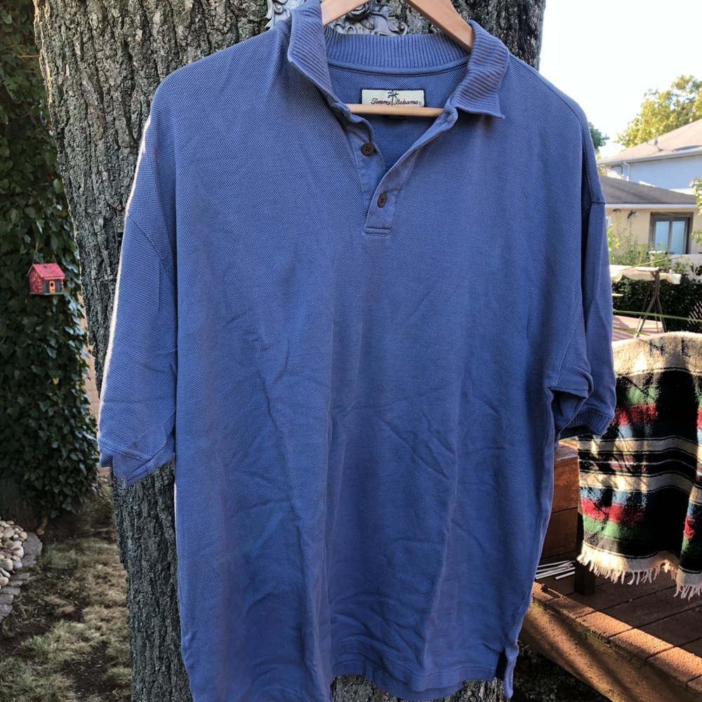 Tommy Bahama Silk Cotton Polo Shirt Men’s XL Blue Short Sleeve Casual Luxury